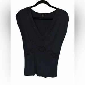 Banana Republic Black Stretch Beaded Top - Size  XS